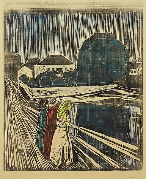 File:Munch Girls on the pier Woodcut.jpg