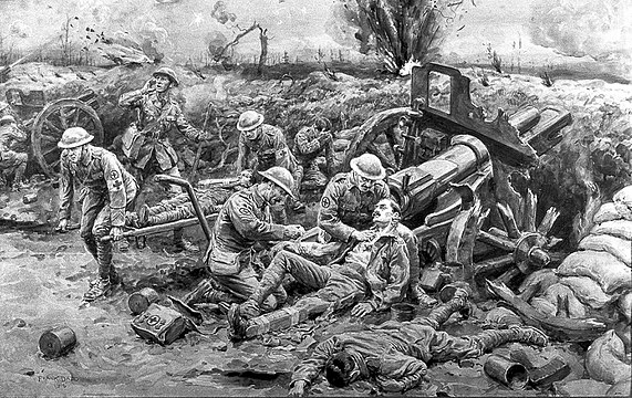 "Drawing_by_F._Dadd;_red_cross_soldiers_and_wounded,_1916_Wellcome_L0009179.jpg" by User:Fæ