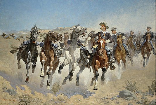 "Frederic_Remington_Dismounted_Moving_Led_Horses.jpg" by User:Rlbberlin