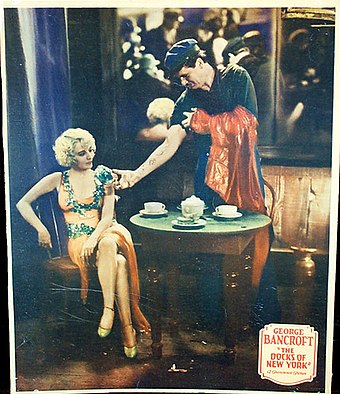 "The Docks of New York", lobby card. George Bancroft as Bill Roberts and Betty Compson as Mae.