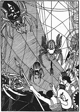 "Aubrey_Beardsley_spider_battle_in_1894_True_History.jpg" by User:Behemothing