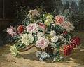 Paul Biva, A basket of roses (Fresh from the garden), oil on canvas, 73.1 x 92.6 cm