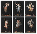 Michelangelo Maestri, A group of six allegorical female figures, five hours of the night, one hour of the day, set of 6, gouache on paper, each approx. 42 x 31 cm