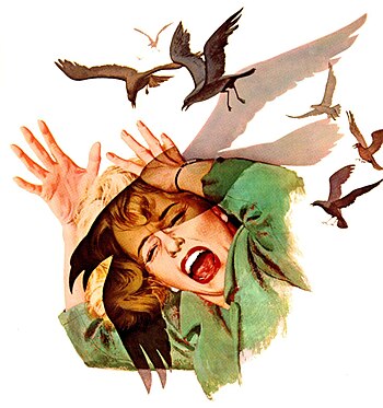 Theatrical poster for the film "The Birds", 1963 (cropped)