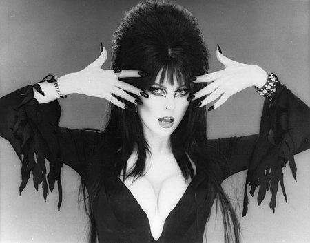Elvira promoting Knott's Berry Farm's Halloween Haunt
