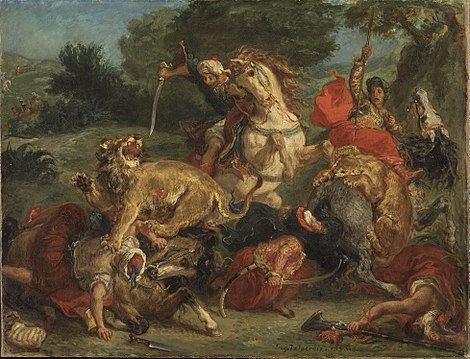 "Delacroix_lion_hunt_1855.JPG" by User:P. S. Burton