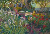Robert Antoine Pinchon, c.1920, Le jardin aux iris, oil on canvas, 80.9 x 116.2 cm
