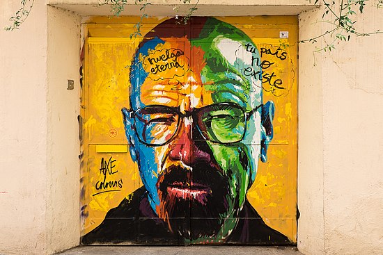 Graffiti of Walter White (Breaking Bad), Barcelona, 2015