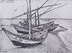 based on: Fishing Boats on the beach at Saintes-Maries 