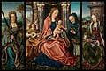 Master of Frankfurt, (Maestro de Francfort), Triptych: Sagrada Familia con ángel músico, Santa Catalina de Alejandría, Santa Bárbara, 1510-1520, Museo del Prado, Madrid