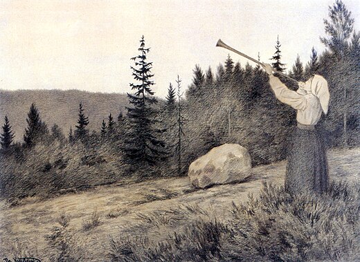 Theodor Kittelsen, "Op under Fjeldet toner en Lur", 1900