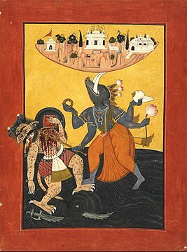 "Varaha_avtar,_killing_a_demon_to_protect_Bhu,_c1740.jpg" by User:Redtigerxyz