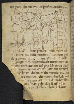 "Pfaffe_Konrad_-_Rolandslied_-_cod._pal._germ._112_-_116.jpg" by User:Martin H.