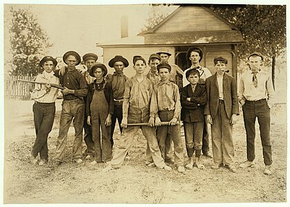 Lewis Hine, The Ball Team. Composed mainly of glass workers. Indiana, August 1908