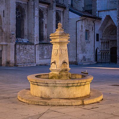 Fountain at Plaza de Santa María – old town of Vitoria-Gasteiz, Basque Country, Spain